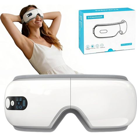 Massageur pour les yeux avec la chaleur et la musique Bluetooth, masque d'œil chauffé électrique avec la musique pour les yeux se détendre, soulager la fatigue oculaire, pour les yeux gonflés et secs (1/5)