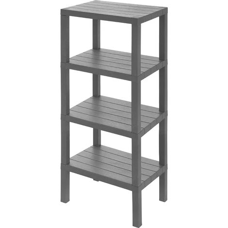 Scaffale bagno 4 ripiani grigio effetto legno in kit montaggio Buzz (1/4)