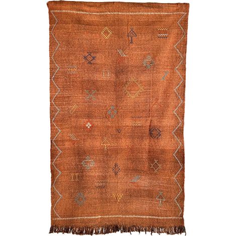 SABRA - Tapis Berbère en Soie de Cactus - Modèle A28 - Tapis Tissé à la Main Style Ethnique et Bohème - Décoration Artisanale Unique