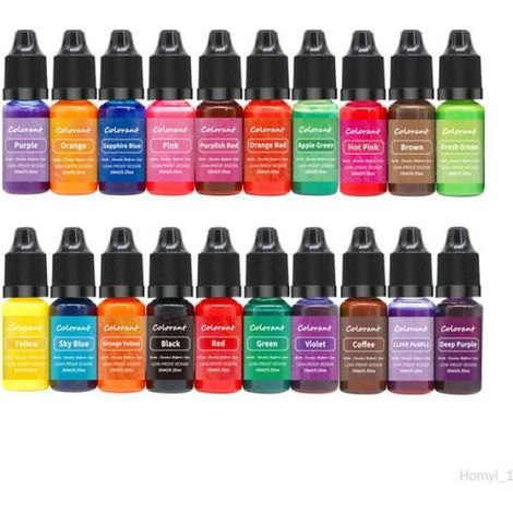 Teinture Liquide Pour Bougies - 20 Couleurs Concentrées - Pour Fabrication Maison - 10 ml Par Flacon - Lot de 20 (1/3)