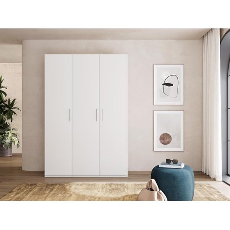 Swift Armadio Guardaroba 3 ante Camera da Letto Bianco Opaco Made in Italy L.135 P.53 H.202 cm