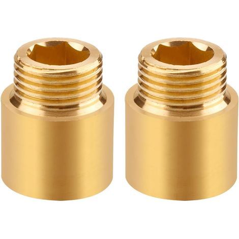 Lot de 2 rallonges de robinet - 1/2" x 20 mm - Rallonge filetée DN15-1/2" IG x 1/2" AG - Raccord d'extension en laiton 20 mm - Rallonge de raccordement pour eau potable et installation de chauffage (1/5)