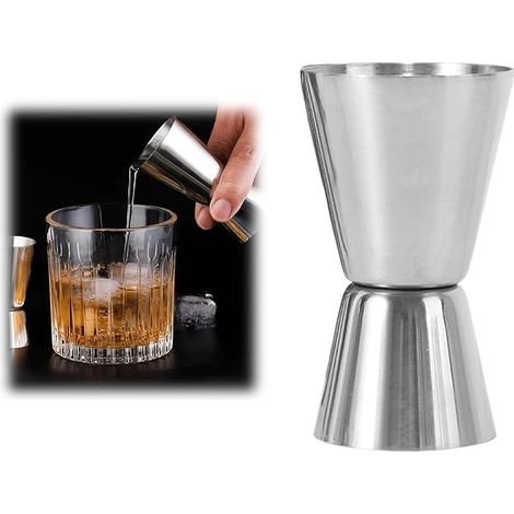 Verre doseur à cocktail Double mesure avec graduation 2 cl 4 cl Acier inoxydable gin whisky alcool Accessoire bar cocktail (1/5)