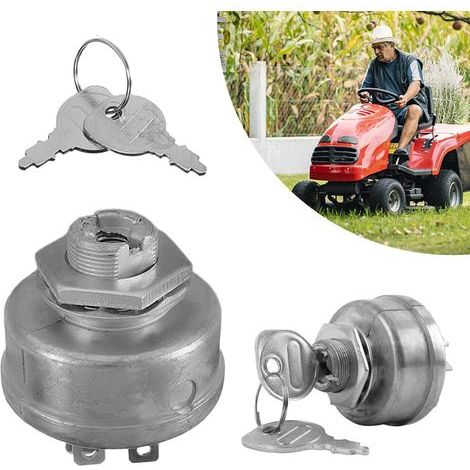 AHLSEN 12v Interrupteur de Démarrage du Moteur du Tracteur Universel, Clé à 5 Broches àvec 2 Clés, Interrupteur de Démarrage pour Tondeuse à Gazon, Tracteur (1/5)