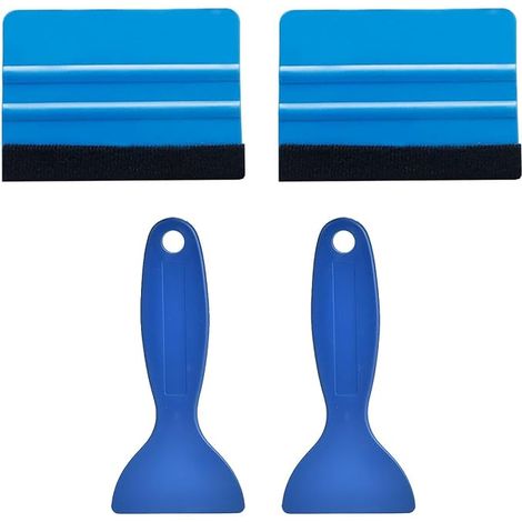 2 Grattoirs Carrés Et 2 Lames De Pelle, Grattoir avec Bords en Velours, Durable, Lisse Et Facile À Tenir, Adapté pour L'Emballage De Voiture, Le Nettoyage Et L'Essuyage D'Aquarium. (1/5)
