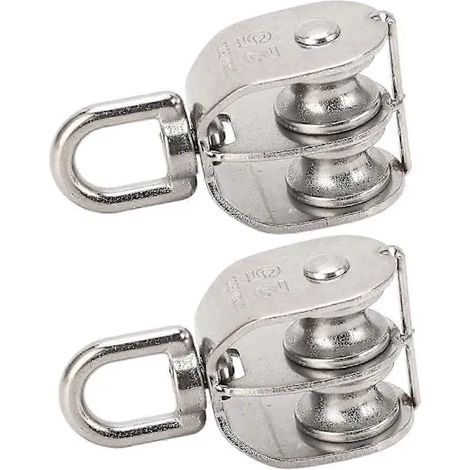Deux blocs à double roue M25 en acier inoxydable, roue rotative à roulement de 150 kg, support à rouleaux