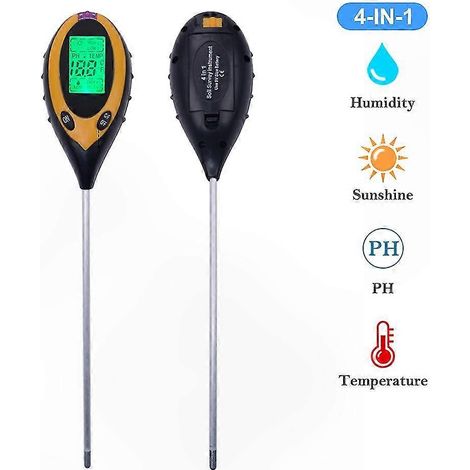 4-in-1-Bodenmessgerät mit pH-, Feuchtigkeits-, Licht- und Fruchtbarkeitssensoren, hintergrundbeleuchteter Displaysonde für Garten- und Pflanzenpflege (1/4)