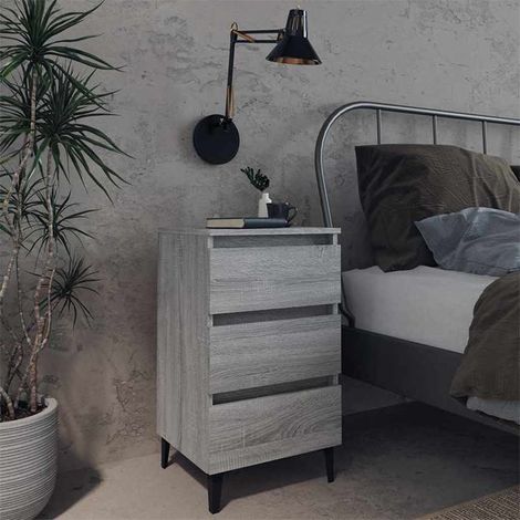 Table de chevet avec pieds en métal-Table de nuit Sonoma gris 40x35x69 cm 634511 (1/5)