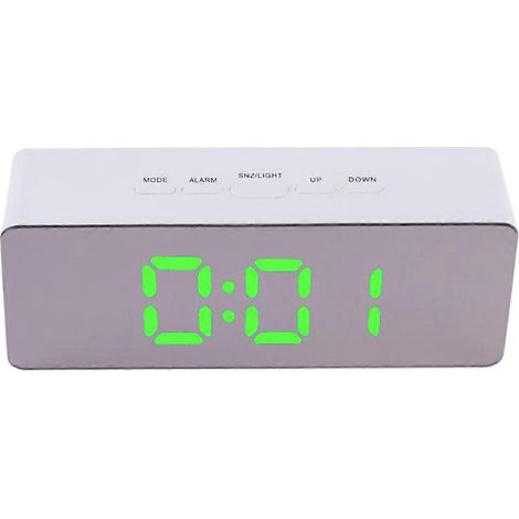 Horloge LED, miroir LED, utilisation pour chambre, 14,00x5,50x3,40CM, indicateur lumineux LED, alimentation USB, 1 pièce (1/5)