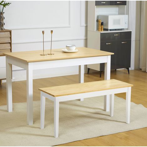 Banc 2 places en bois de pin blanc 102 x 36 x 45 cm, charge max. 220 kg OKMYHOME (1/5)