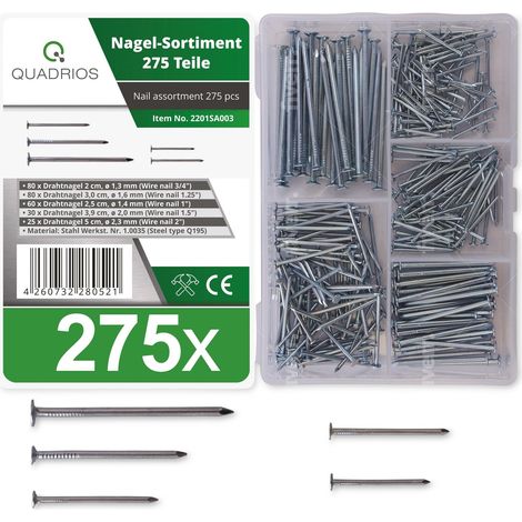QUADRIOS Stahl-Nagel-Sortiment 2201SA003, 275 Stück (1/5)