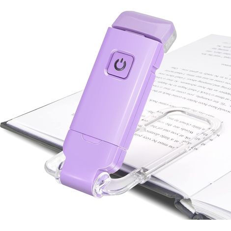 USB Rechargeable Reading Light for Books, 3 Brightness Settings for Eye Protection, Flexible Clip-on Lamp for Bed Reading, eReaders, Travel, Purple (1/5)