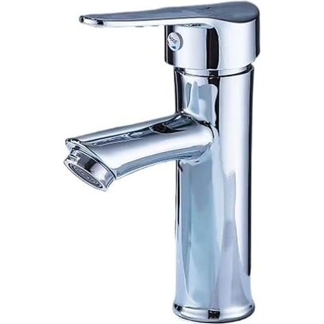 Robinet de cuisine Robinet de salle de bains d'évier de lavabo 1 pièce, mitigeurs de lavabo d'eau chaude et froide montés sur le pont, robinet d'évier de lavabo en métal argenté eau chaude et froide(A