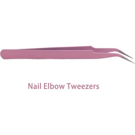 Pince à épiler en acier inoxydable droite courbée pour sourcils, cils, ongles DIY et astuces (1/5)