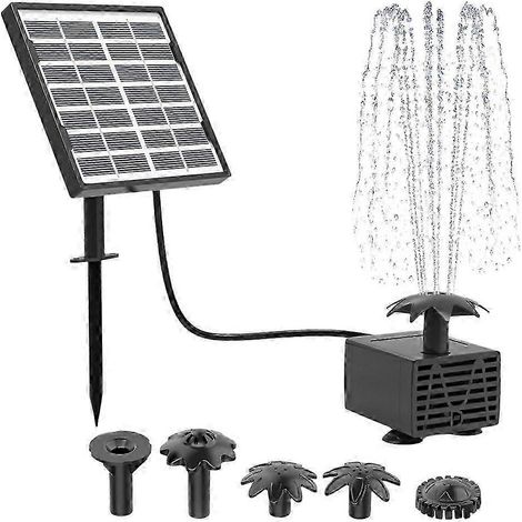 Kit fontaine solaire avec pompe à eau solaire de 1,5 W, compatible avec les bains d'oiseaux, les fontaines et les décorations de jardin. Matériel de montage inclus. (1/5)