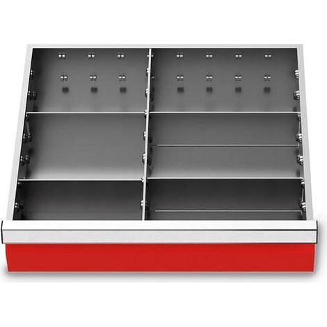 Metalleinteilung Set 5-teilig, R 18-16, Schubladennutzmaß 450 x 400 mm, Blendenhöhe 100 mm Maße in mm (BxTxH): 450 x 400 x 100 (1/3)