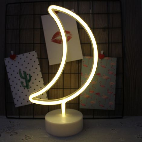 ins chaud blanc foudre néon led veilleuse bureau créatif batterie dessin animé veilleuse USB + batterie modèles à double usageL223 (1/5)