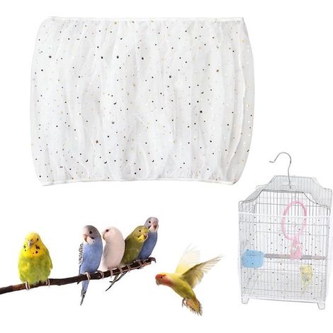 Jaula para pájaros, red protectora de poliéster, lavable, transpirable, evita derrames, tamaño ajustable, margaritas blancas, XXL (1/5)