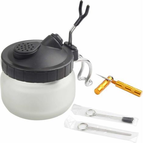 Kit completo de limpieza para aerógrafo que incluye 1 recipiente de limpieza con soporte, 5 cepillos de limpieza, 5 púas de limpieza y 1 aguja de limpieza. (1/4)