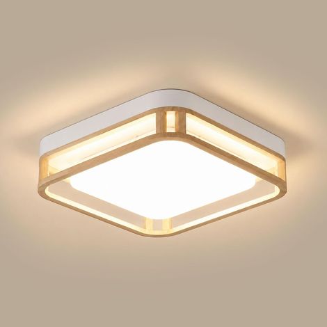 4782543 Plafonnier LED Moderne 3000K Lampe Plafond Bois CRI≥80 Luminaire Plafonnier Carré pour Chambre Salon Bureau Dressing Couloir (1/5)