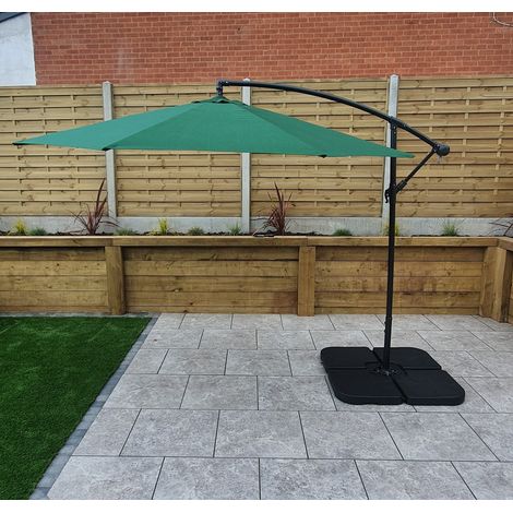 Signature Weave 3m Banana Cantilever Parasol Sun Shade Umbrella Green Canopy (1/4)