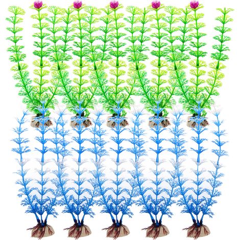 10 plantes aquatiques artificielles, algues en plastique, 21 cm, pour aquarium eau douce et marine (1/5)