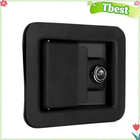 Serrure de porte de remorque, oxydation anodique noire en acier inoxydable antirouille, avec 2 clés, pour camion caravane remorque (1/4)