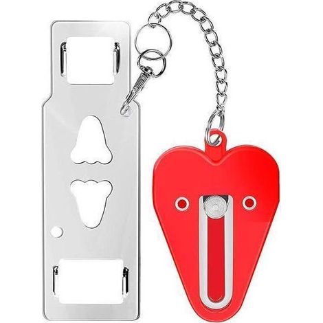 Cadenas portable pour porte, idéal pour les voyages, les hôtels et la sécurité à domicile. Modèle Addalock, rouge. (1/5)