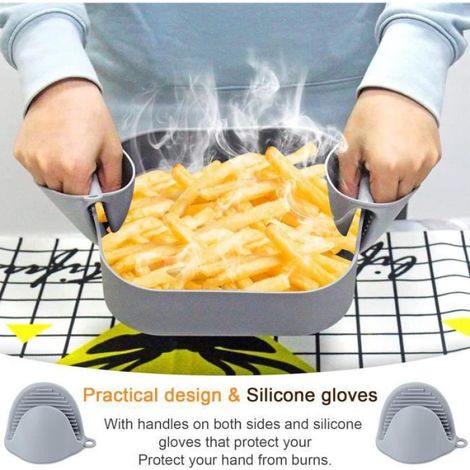 Silicone Moule Air Fryer Accessoires,Réutilisable Friteuse Air Chaud,20Cm Panier Friteuse En Silicone,Pliable Moule Air Fryer[H1393] (1/4)