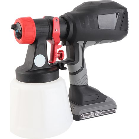 Pulvérisateur de peinture électrique 21V, réservoir 1200ml, machine à projeter avec 4 buses pour peindre maison, meubles et véhicule (1/5)
