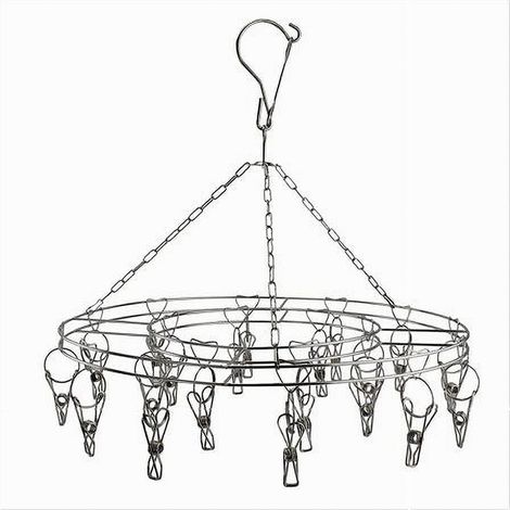 Trade Shop - copy of WÄSCHELEINE 15 WÄSCHEKLAMMERN RUND DURCHMESSER 30CM STAHL WÄSCHELEINE - (1/2)