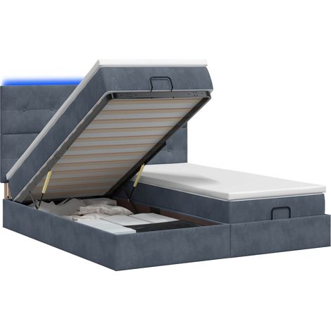 Maison Exclusive - Letto Ottomano con Materasso e LED Grigio Scuro 200 x 200 cm (1/5)