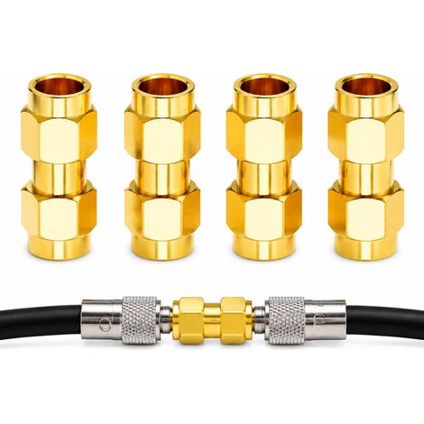 4PCS Adaptateur SMA vers SMA Mâle, Connecteur Coaxial Droit en Laiton pour Routeur, Antenne, Drone, Scanner Radio, Câble d’Extension et Réseaux Wi-FI, Impédance 50 Ohms (1/5)