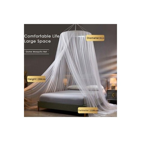 Moustiquaire dôme pliable suspendu, tente de lit anti-moustiques anti-mouches, filet intérieur et extérieur — Composition : 85 × 280 × 1100 cm, Couleur : gris (1/5)