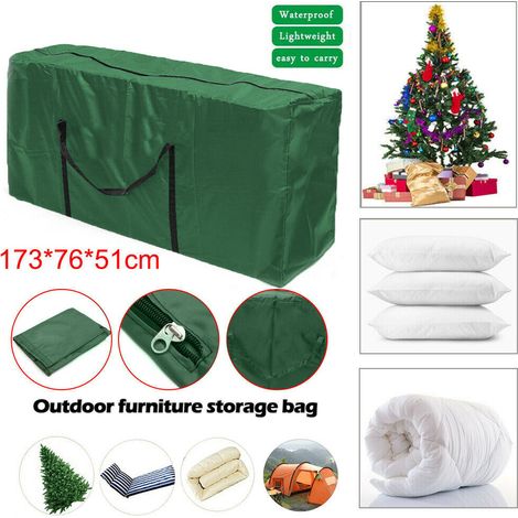 Ede vert1164751 Sac de rangement pour sapin de Noël en tissu Oxford 210D, sac de rangement pour coussins de mobilier de jardin, vert (1/4)