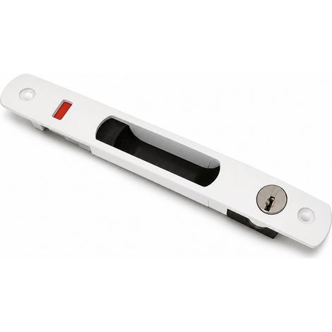 Serrure Crochet Aluminium à Clé pour Porte Coulissante Blanc (1/5)