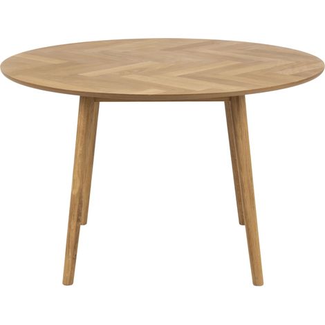 Table à manger ronde 6 personnes 120x120x75 cm décor chêne - NAWEL (1/5)