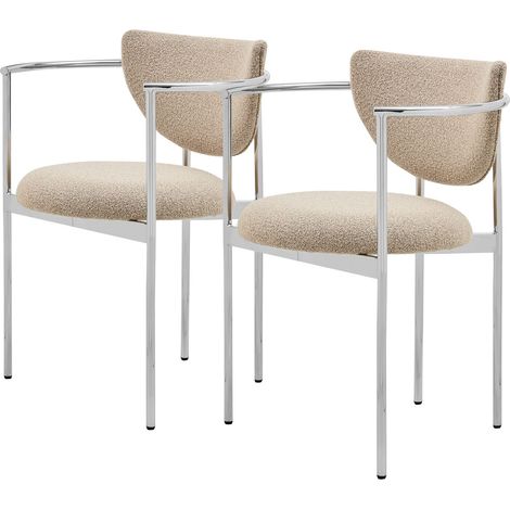 Chaise de salle à manger avec accoudoirs et structure en métal kaki clair