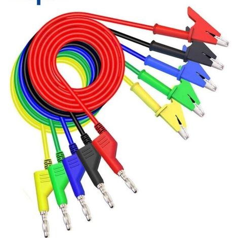 Pince Crocodile Fils De Test(aléatoire), 5 Pièces 4mm Câble De Test Pour Multimètre Avec 10 Pièces Pinces Crocodiles, Cordon Testeur Multimètre Pour Voiture Industriel Tests Électriques (1/4)