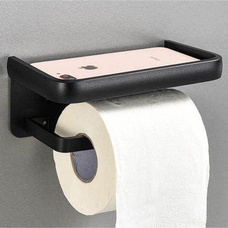 royaluxe - Porte-rouleau avec étagère sans perçage Porte-rouleau adhésif + 1 porte-serviette adhésiféconomiser de l'espace (1/3)