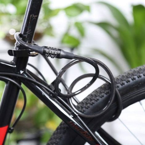 Serrure à Code - Câble Acier 0.6 m x 1.2 cm - Pour Vélo Trottinette Valise - 10000 Combinaisons - 1 Pièce (1/5)