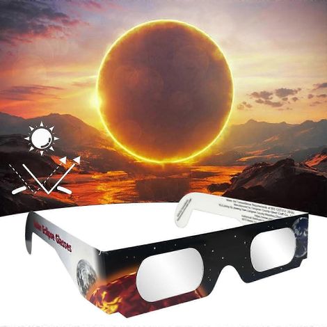 Packung mit 10 Paar Schutzbrillen für Sonnenfinsternisse, geeignet für die direkte Beobachtung der Sonne bei astronomischen Ereignissen und Sonnenbeobachtungen. (1/2)