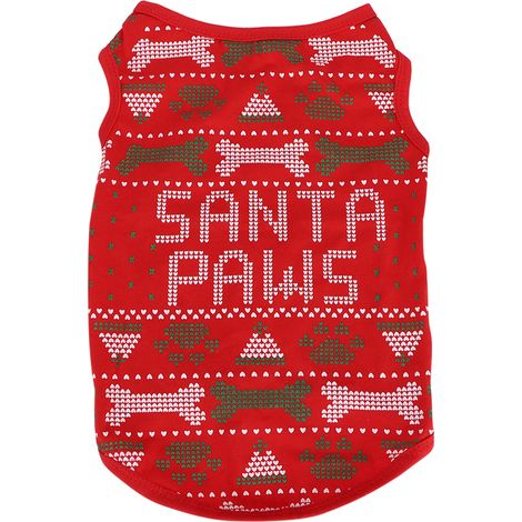 Vêtements pour animaux de compagnie en polyester doux et confortable, motif sapin de Noël en os, pour chiens et chats (taille M). (1/5)