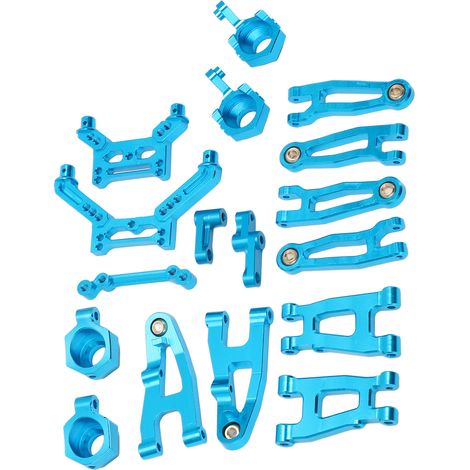 Kit de pièces détachées en aluminium pour voiture RC SG1603 SG1604 (échelle 1/16) : bras oscillant, support de suspension, coupelle de direction (bleu). (1/5)