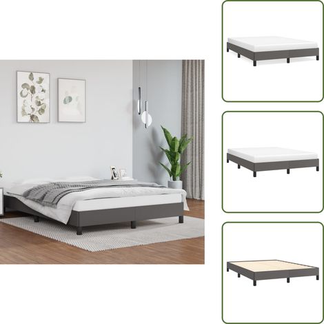 Cama gris - vidaXL Estructura de cama sin colchón cuero sintético gris 140x190 cm - Cama de madera