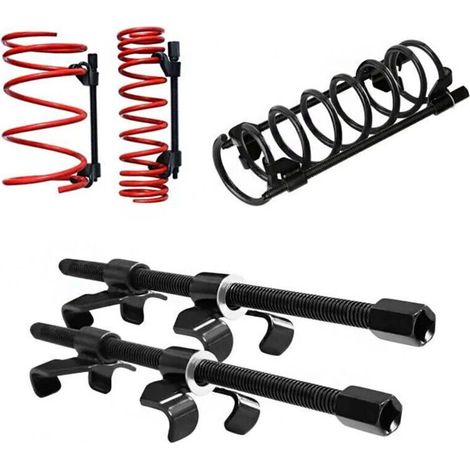 Kit Compresseurs de ressorts Lot de 2, Tendeurs à ressorts 370mm avec 4 Griffes, Pour tendeur à ressorts de Rabaissement susp