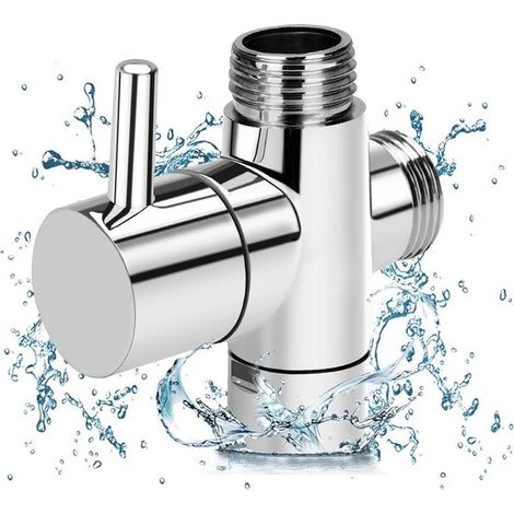 Austausch des Duschumstellventils Duschumsteller 3-Wege-T-Adapter-Absperrventil G1 2-Zoll 20 mm Innengewinde Ein und Auslass Einfache Geeignet Silber (1/5)