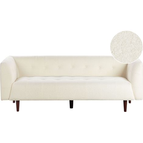 Sofa 3-Sitzer BYSKE Bouclé Cremeweiß