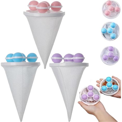 Filterbälle Waschmaschine, Waschmaschinen Netzbeutel Haar Filter, Wiederverwendbares schwimmendes Haarfilter-Netz für die Waschmaschine (6 PCS)