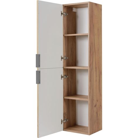Mobiletto da bagno, Rovere Craft, maniglia argento, 35 x 136 x 27 cm (1/5)
